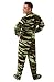 Big Feet PJs Green Camo Micro-polar Fleece Adult Footed Pajamas