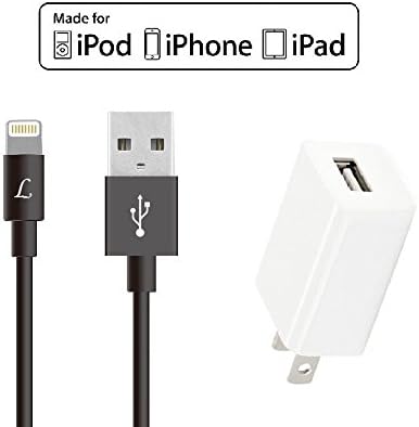 5W USB Compact Wall Charger Travel Charging with 1M MFi Certified Lightning Cable Cord for iPhone 7, 7 Plus, 6S, 6, Plus, 5, SE, iPad, iPod and iOS Devices (1A Charger Pack)