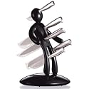 The Ex 5-Piece Stainless-Steel Knife Set with Unique Holder, Black