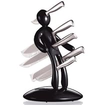 The Ex 5-Piece Stainless-Steel Knife Set with Unique Holder, Black