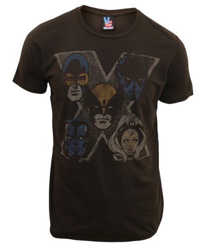 Junk Food X-Men X Faces Black Wash Adult T-shirt Tee
