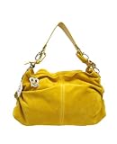 MEGGHI Italian Designer Handbag Hobo Shoulder Bag in Lime, Magenta, Red or Yellow Suede