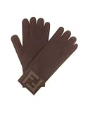 Fendi Logo Cuff Knit Wool Gloves Brown