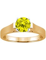 0.80 Ct Round Canary SI1/SI2 Diamond 18K Yellow Gold Solitaire Ring