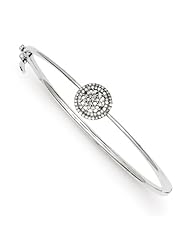 Genuine .925 Sterling Silver & Diamond Bangle 9.5 Grams . 100% Satisfaction Guaranteed.