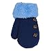 DZT1968 1 Pair Winter Baby Cute Thick Gloves Mittens With String (0-12 Months) (Blue)