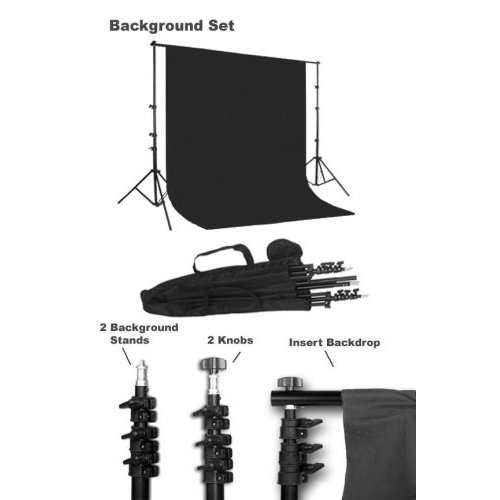CowboyStudio Photo Studio Four Monolight Strobe Flash Boom Kit - 4 Studio Flash/Strobe, 3 Softboxes, 4 Light Stands, 1 Boom, 1 Barndoor , 1 Background Support System, 1 10 X 12ft Muslin Backdrop & Carry Case