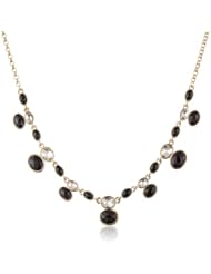 Napier "Evening Contrast" Gold-Tone and Crystal and Jet Frontal Necklace, 19"
