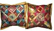 Pair of Decorative Vintage Silk Sari Toss Pillow Shams Cushion Covers