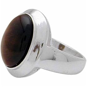 Sterling Silver ring with large oval Tiger eye stone by Australian Tiger's Eye