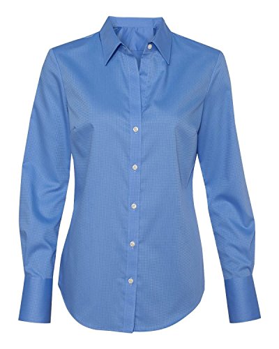 Calvin Klein Ladies' Long Sleeve Easy Care Non-Iron Dobby Dress S (Blue Pearl)