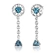 Heart & Trillion Cut London Blue Topaz Dangling Earrings Sterling Silver