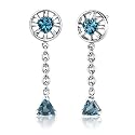 Heart & Trillion Cut London Blue Topaz Dangling Earrings Sterling Silver