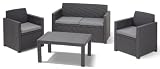 Allibert 201322 Lounge Set Merano Set, Rattanoptik, Kunststoff, anthrazit