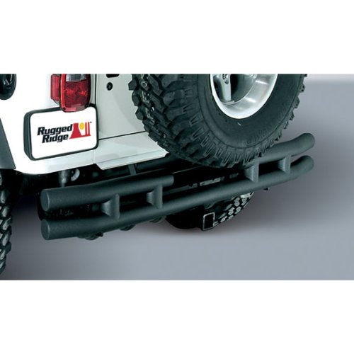 Rugged Ridge 11571.04 Textured Black Rear Bumper With Hitch For 1987-06 Jeep Wrangler