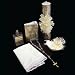 Gold-Plated Baptismal Gift Set in Spanish with Decorated Candle, Elegant Rosary, Baptismal Missal, Holy Spirit Handkerchief, Decorated Shell, y Holy Water Bottle (Banado en Oro Bautizo Set de Regalo)