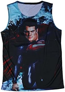 Mafiale Mens Contrast Teardrop Tank Top (S, Taa0100 Superman)