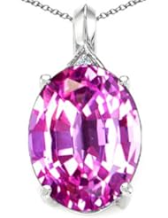 Tommaso Design (tm) Oval 12x10mm Simulated Pink Tourmaline and Diamond Pendant