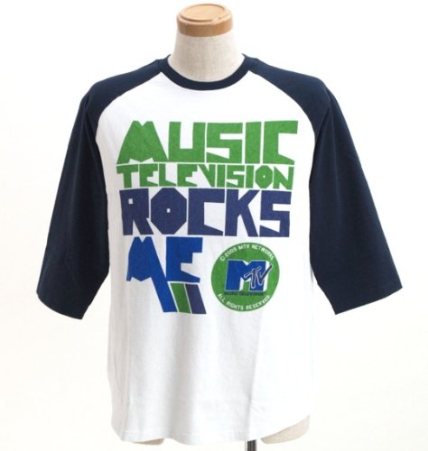 MTV ラグラン七分Tシャツ （ホワイト×ネイビー） （3L 4L 5L 6L 8L）