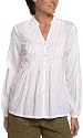 Izod Women's Long Sleeve Solid Cambric Pintucked Shirt