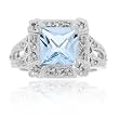 Sterling Silver 3.35ct. TGW Blue Topaz and CZ Square Ring