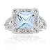 Sterling Silver 3.35ct. TGW Blue Topaz and CZ Square Ring