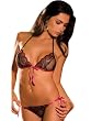 Exotic Black Sheer Lace Tie Up Bra with Matching Thong 2 Piece Set