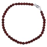 Sterling Silver 4mm Faceted Carnelian Bead Bracelet, 7.5