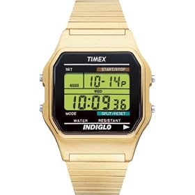 Timex Men's Classic Digital Gold-Tone Expansion Band Stainless Steel Bracelet Watch #T78677