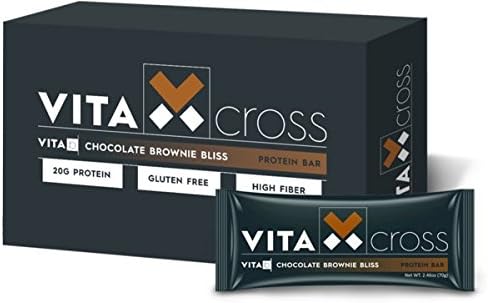 Vitacross Chocolate Brownie Bliss Protein Bar, 12 Count, 20 Grams of Protein