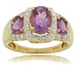 Amethyst & Diamond Ring 14KT Yellow Gold Purple