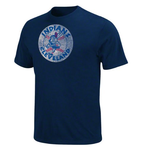 Cleveland Indians Navy Silver Era Retro Logo T-Shirt