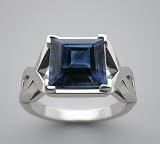 14k White Gold Modern Ring Set With Square Cut Natural Sapphire 2.43 Ct