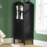 Arch-Top Hamper Cabinet- Black by Southern Enterprises Inc.