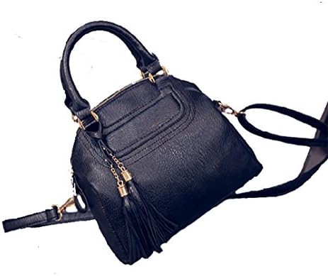 TESSLA Women Vintage Style Cross Body Shoulder Bag Handmade - Black