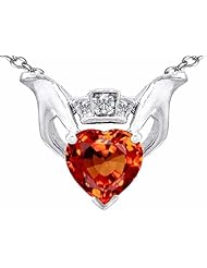 Celtic Love by Kelly 8mm Heart Claddagh Pendant With Simulated Mexican Fire Opal in .925 Sterling Silver