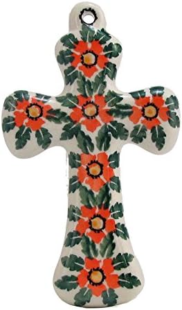 Polish Pottery 5 Inch Cross Handmade From Boleslawiec Poland Traditional Stoneware Pattern 1670