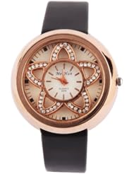 Yesurprise New Quartz Fashion Rose Gold Crystal Flower Case Weave Leather Bracelet Girl Woman Wrist Watch Gift Black