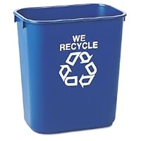 Rubbermaid Commercial Small Deskside Recycling Container, Rectangular, Plastic, 13 5/8 quart, Blue (295573BE)
