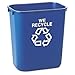 Rubbermaid Commercial Small Deskside Recycling Container, Rectangular, Plastic, 13 5/8 quart, Blue (295573BE)