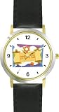 Toran Scroll No.3 Judaica Jewish Theme - WATCHBUDDY&reg; DELUXE TWO-TONE THEME WATCH - Arabic Numbers - Black Leather Strap-Size-Large ( Men's Size or Jumbo Women's Size )