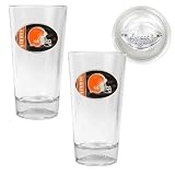 NFL Cleveland Browns Two Piece Pint Ale Glass Set with Football Bottom - Oval Logo