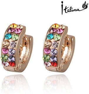 Poppular crystal earring Italina Rigant 2014 New Arrival Austrian Crystal Hoop earring Made With Swarovski Crystal Stellux 18K Rose Gold Plated Multicolour BY Mary Jay