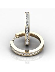 14KT Yellow Gold Sleek and Stylish Channel Set Diamond Hoop Earrings containing Thirty Round Brilliant Cut Diamonds Total. 5/8 CTW