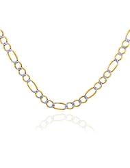 10k Two-Tone Gold 2.2 mm Pave Figaro Chain Necklace
