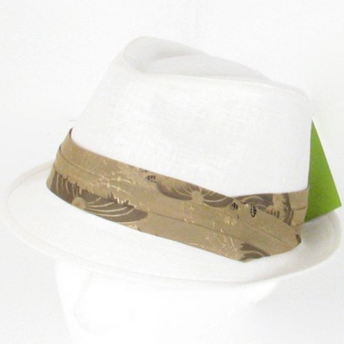 New Linen Cotton Stingy Brim 3 Pleat Fedora Hat Cap White Small - Medium