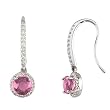 14K White Gold Pink Tourmaline and Diamond Earrings