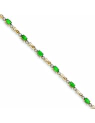 2.5 Carat 14K Gold Diamond and Emerald Bracelet