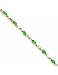Genuine 14K Yellow Gold Diamond And Emerald Bracelet 4 Grams Of Gold 100% Satisfaction Guaranteed.