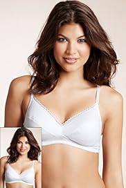 2pk Non wired Cotton Diamond Texture Lightweight Padded Bra
